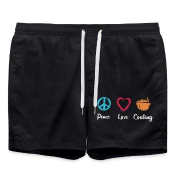Peace Love Cooking - Swim Trunks - black - Front - AI Model Male 185 light (185cm)