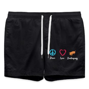 Peace Love Beekeeping - Swim Trunks - black - Front - AI Model Male 185 light (185cm)