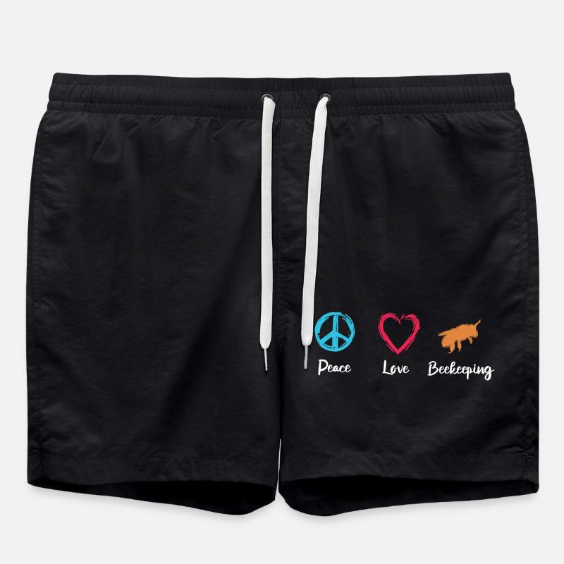 Peace Love Beekeeping - Swim Trunks - black