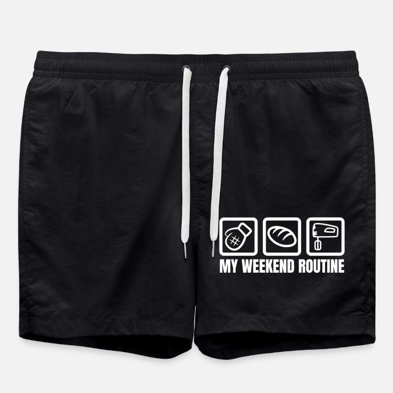 Lustiges Bäcker Wochenende - Badeshorts - Schwarz