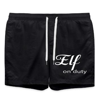 Lutin en service humour de Noël - Short de bain - noir - Devant - AI Model Male 185 light (185cm)