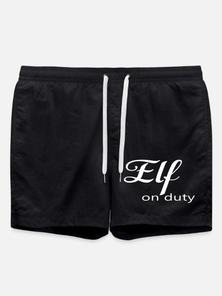 Elf on duty Christmas humor - Swim Trunks - black