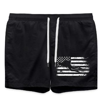 Silhouette de surf sur le drapeau américain usé par le temps - Short de bain - noir - Devant - AI Model Male 185 light (185cm)