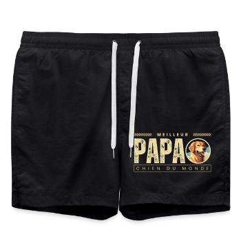 Meilleur Papa Chien Du Monde - Short de bain - noir - Devant - AI Model Male 185 light (185cm)