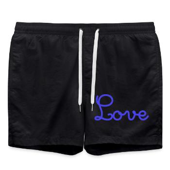 LIEBE. PAAR. ICH HABE GERADE GEHEIRATET. Junggesellinnenabschied. VALENTINSTAG. - Badeshorts - Schwarz - Vorne - AI Model Male 185 light (185cm)