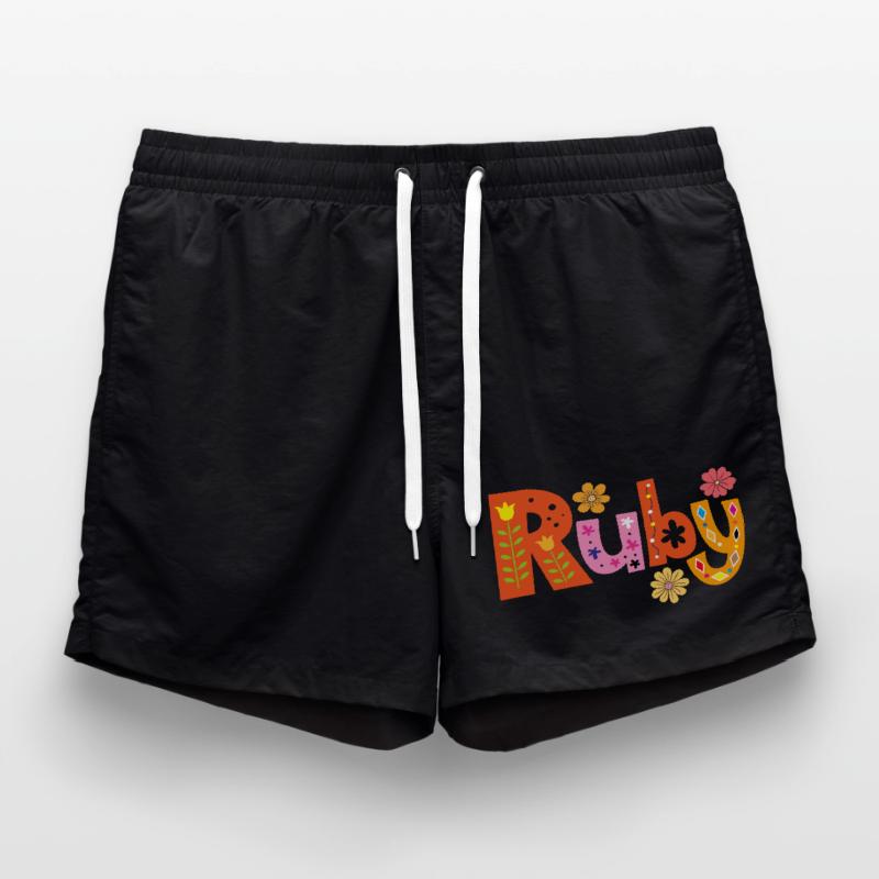 Personalized Ruby Name Swim Trunks