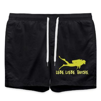 Lebe Liebe Tauchen Taucher Geschenk Tauchsport - Badeshorts - Schwarz - Vorne - AI Model Male 185 light (185cm)