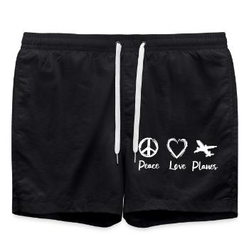 Peace Love Planes - Badeshorts - Schwarz - Vorne - AI Model Male 185 light (185cm)