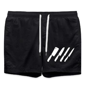 Messer Zeichnung - Badeshorts - Schwarz - Vorne - AI Model Male 185 light (185cm)