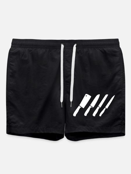 Knife Drawing - Swim Trunks - black