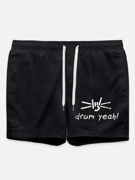 Drum Yeah! Energetic Drum Pattern Illustration - Swim Trunks - black
