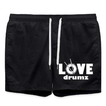 Love Drumz Heartbeat Graphic Design - Swim Trunks - black - Front - AI Model Male 185 light (185cm)