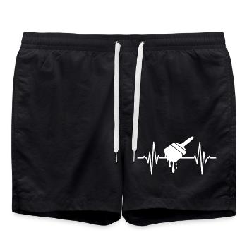 Malerbürste Herzlinie - Badeshorts - Schwarz - Vorne - AI Model Male 185 light (185cm)
