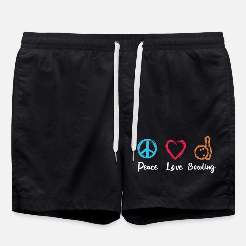 Peace Love Bowling - Swim Trunks - black