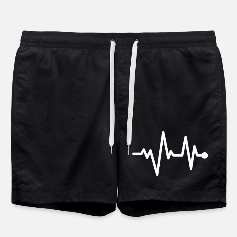 Herzschlag Pulseline Design - Badeshorts - Schwarz