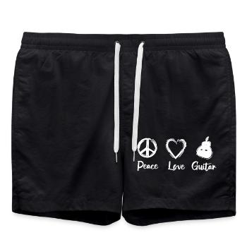 Peace Love Guitar - Badeshorts - Schwarz - Vorne - AI Model Male 185 light (185cm)