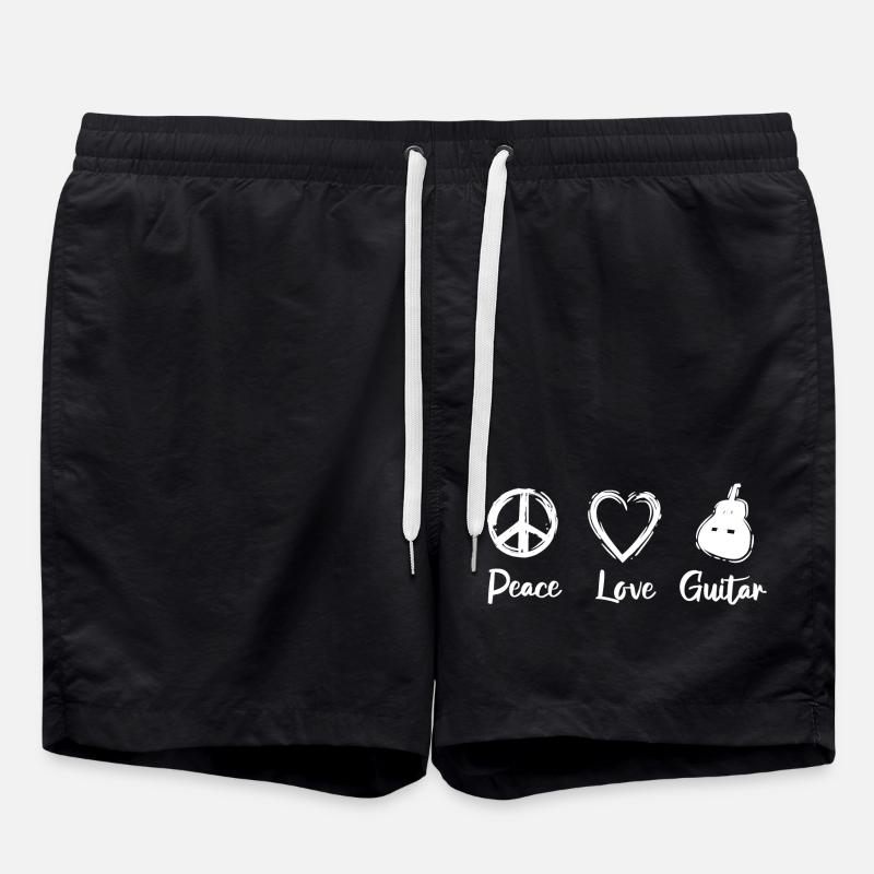 Peace Love Guitar - Swim Trunks - black