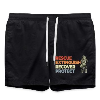 Rescue, Extinguish, Recover, Protect - Swim Trunks - black - Front - AI Model Male 185 light (185cm)