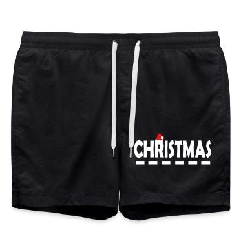 Christmas with red santa hat - Swim Trunks - black - Front - AI Model Male 185 light (185cm)