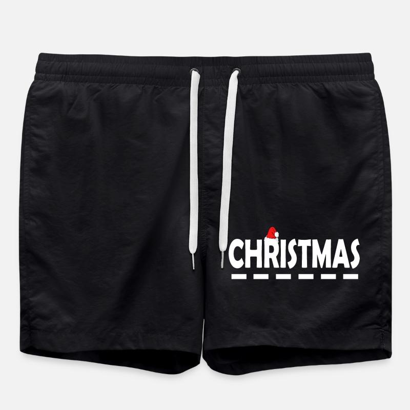 Weihnachten mit roter Weihnachtsmütze - Badeshorts - Schwarz