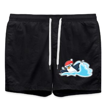 Pingouin Noël baignade - Short de bain - noir - Devant - AI Model Male 185 light (185cm)