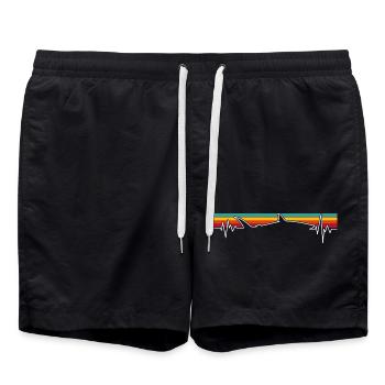 Retro Sonnenuntergang Wolf Pulse - Badeshorts - Schwarz - Vorne - AI Model Male 185 light (185cm)