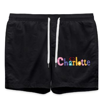 Charlotte Familie Charlotte Name Benutzerdefinierter Geburtstag - Badeshorts - Schwarz - Vorne - AI Model Male 185 light (185cm)