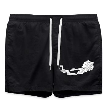 Ours blanc, le nageur - Short de bain - noir - Devant - AI Model Male 185 light (185cm)