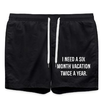 I need a six month vacation twice a year funny - Short de bain - noir - Devant - AI Model Male 185 light (185cm)