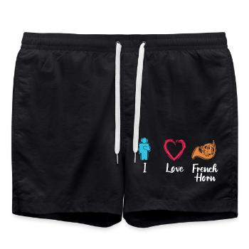 J’adore le cor français - Short de bain - noir - Devant - AI Model Male 185 light (185cm)