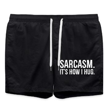 sarcasm it s how I hug funny shirt - Swim Trunks - black - Front - AI Model Male 185 light (185cm)
