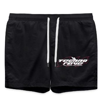 TECHNO RAVE | rave together stay togehter - Badeshorts - Schwarz - Vorne - AI Model Male 185 light (185cm)