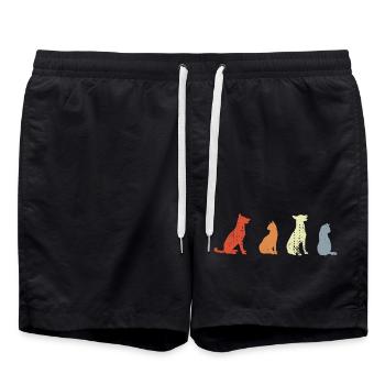 Vintage Cats and Dogs - Swim Trunks - black - Front - AI Model Male 185 light (185cm)