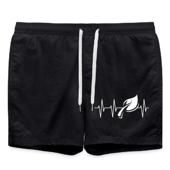 heartbeat, green, leaf, forest, icon, pulse, graphic - Swim Trunks - black - Front - AI Model Male 185 light (185cm)