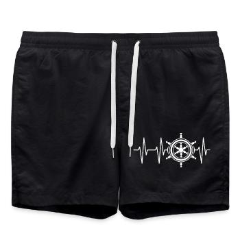 Herzschlag Steuerrad Symbol Puls Steuer Icon Ekg - Badeshorts - Schwarz - Vorne - AI Model Male 185 light (185cm)