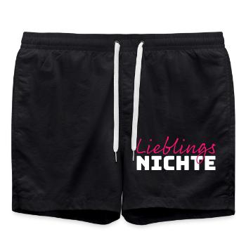 Lieblingsnichte Tshirt pink white - Badeshorts - Schwarz - Vorne - AI Model Male 185 light (185cm)