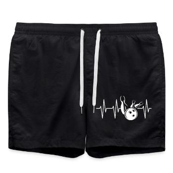 Herzschlag Symbol Bowling Kegel Icon Spare Strike - Badeshorts - Schwarz - Vorne - AI Model Male 185 light (185cm)