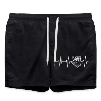 Herzschlag Buch Bücherwelt icon Buch Lesen Leser - Badeshorts - Schwarz - Vorne - AI Model Male 185 light (185cm)