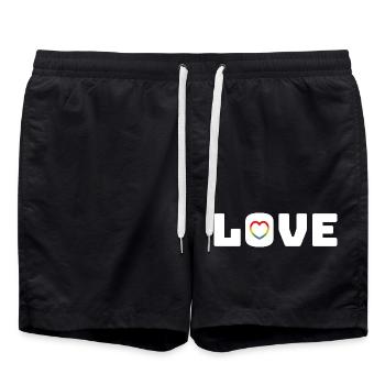 Love Heart Rainbow white - Badeshorts - Schwarz - Vorne - AI Model Male 185 light (185cm)
