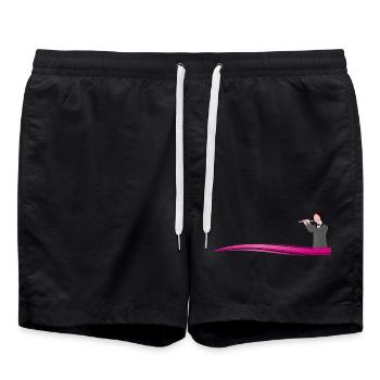 Flötist auf Welle | Flute player on a wave - Badeshorts - Schwarz - Vorne - AI Model Male 185 light (185cm)