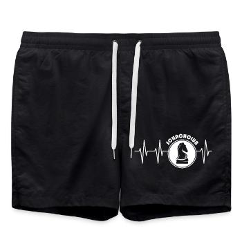 Schachclub Puls Herzschlag Symbol Knight Pferd - Badeshorts - Schwarz - Vorne - AI Model Male 185 light (185cm)