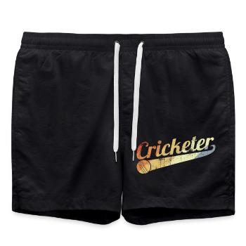 Joueur de cricket rétro - Short de bain - noir - Devant - AI Model Male 185 light (185cm)