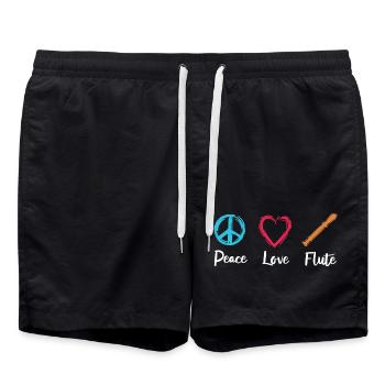 Frieden Liebe Flöte - Badeshorts - Schwarz - Vorne - AI Model Male 185 light (185cm)