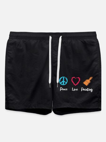 Peace Love Paint - Swim Trunks - black