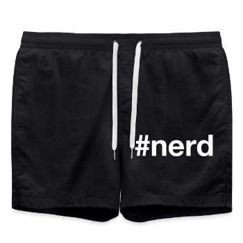 NERD Hashtag - Swim Trunks - black - Front - AI Model Male 185 light (185cm)