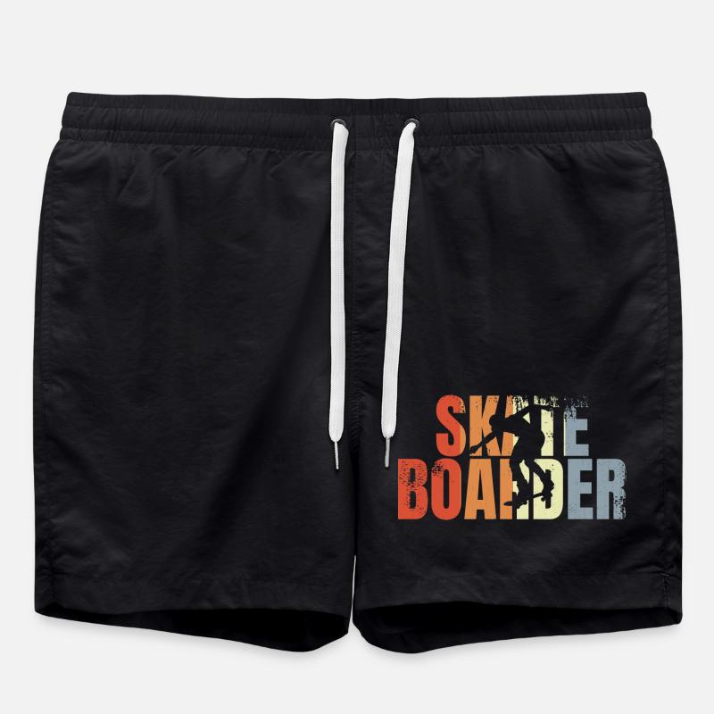 Retro Skateboarder - Badeshorts - Schwarz