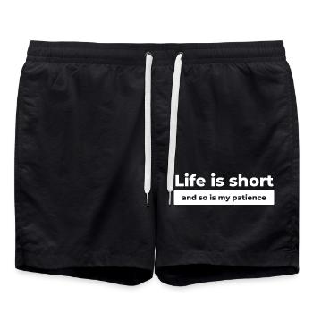 Funny Life Quote - Swim Trunks - black - Front - AI Model Male 185 light (185cm)