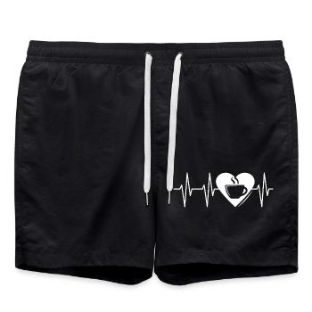 coffee heart love pulse heartbeat icon icon logo - Swim Trunks - black - Front - AI Model Male 185 light (185cm)