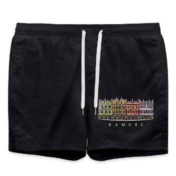 Zamosc in Poland, facades on the market, hand drawing - Swim Trunks - black - Front - AI Model Male 185 light (185cm)
