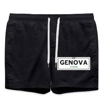 Panneau toponymique de Gênes - Short de bain - noir - Devant - AI Model Male 185 light (185cm)